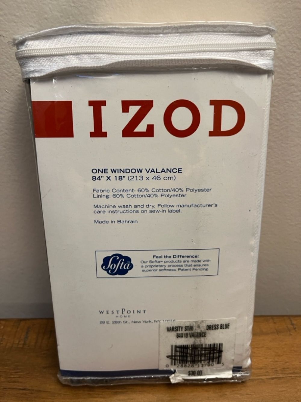 NWT IZOD 2 Window Valances Classic Stripe Navy Blue 84" X 18" Cotton Polyester - Picture 4 of 6